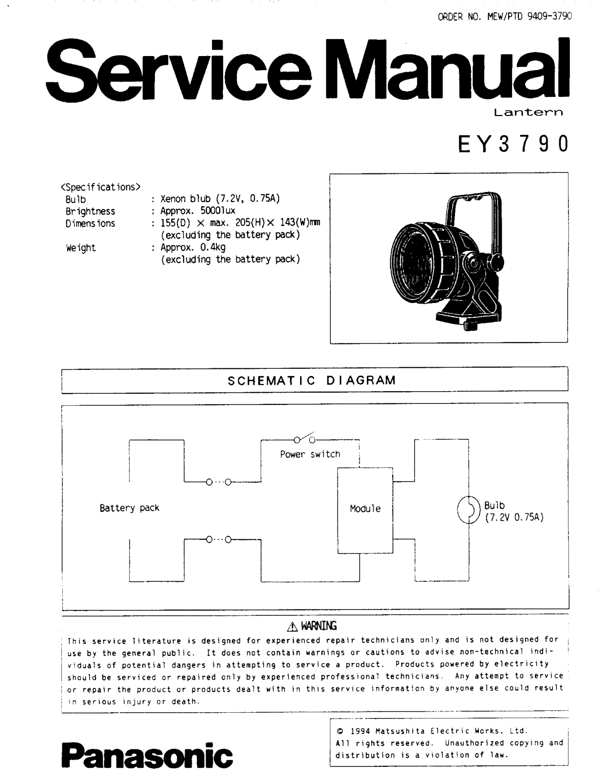 Panasonic EY3790 User Manual