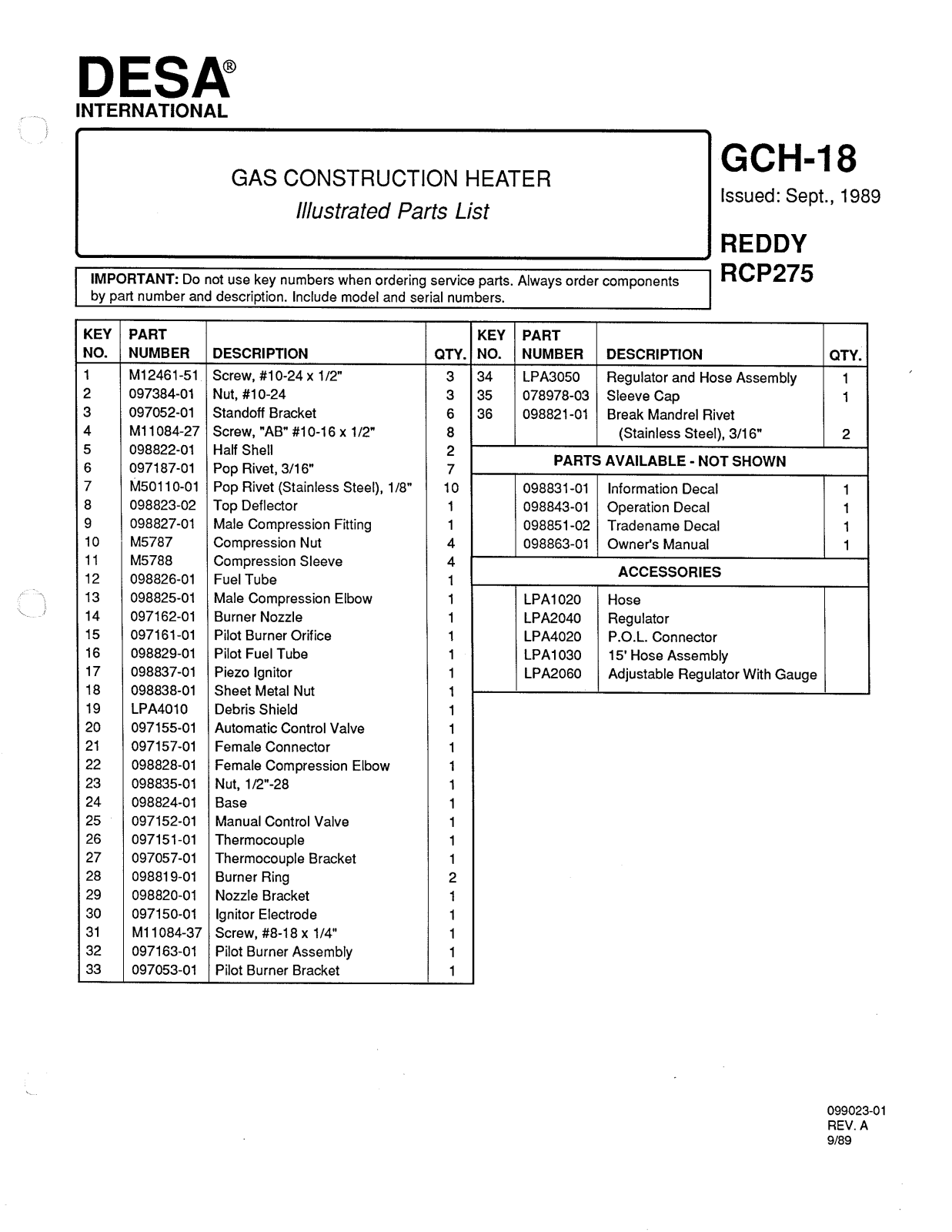 Desa Tech RCP275 Owner's Manual