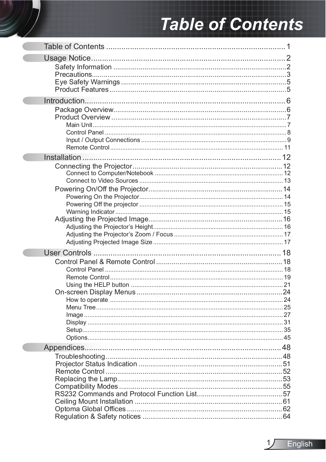 Optoma EX615 User Manual