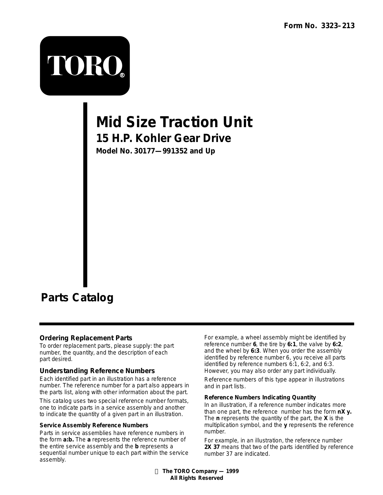 Toro 30177 Parts Catalogue