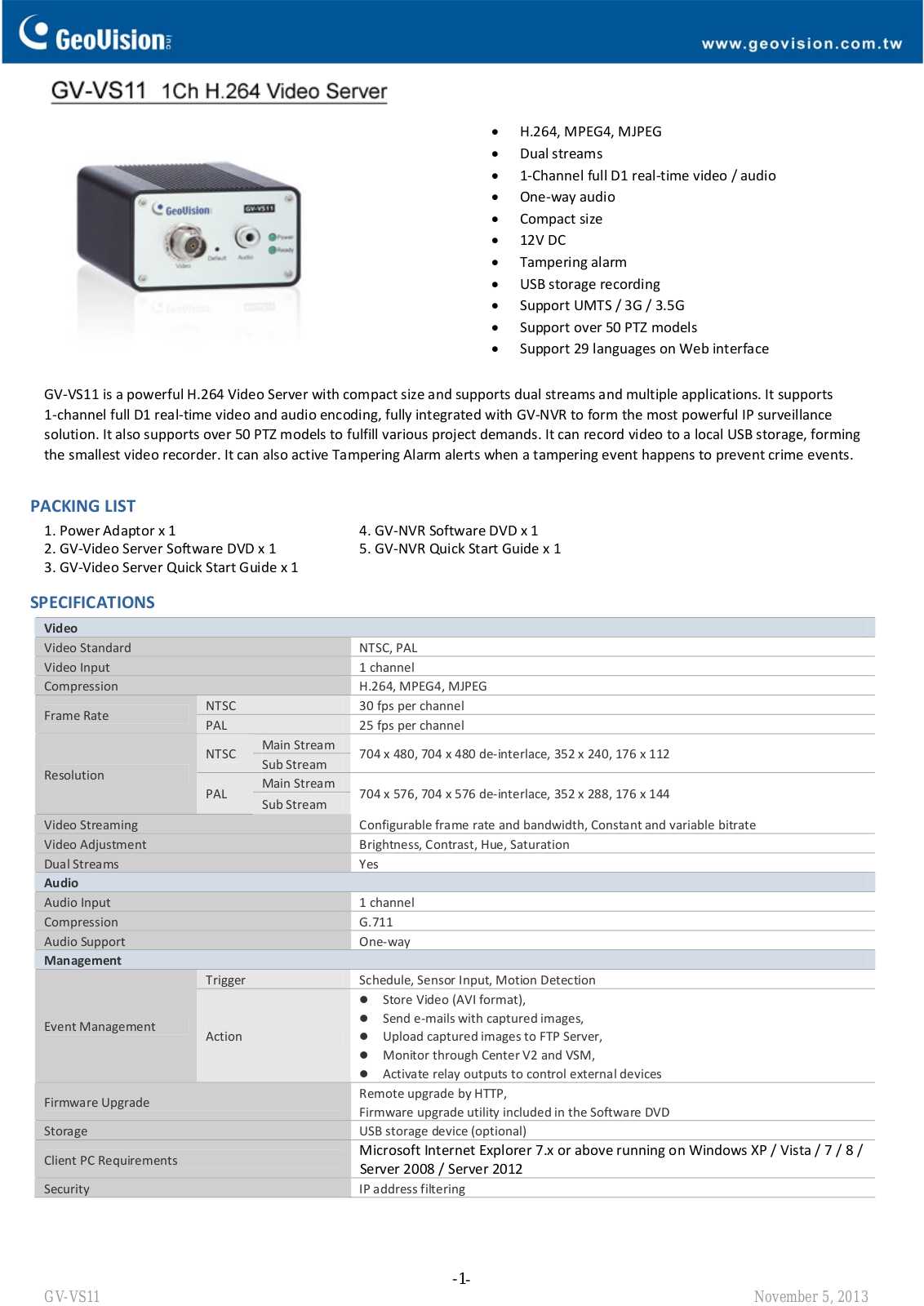 GeoVision VS11 User Manual