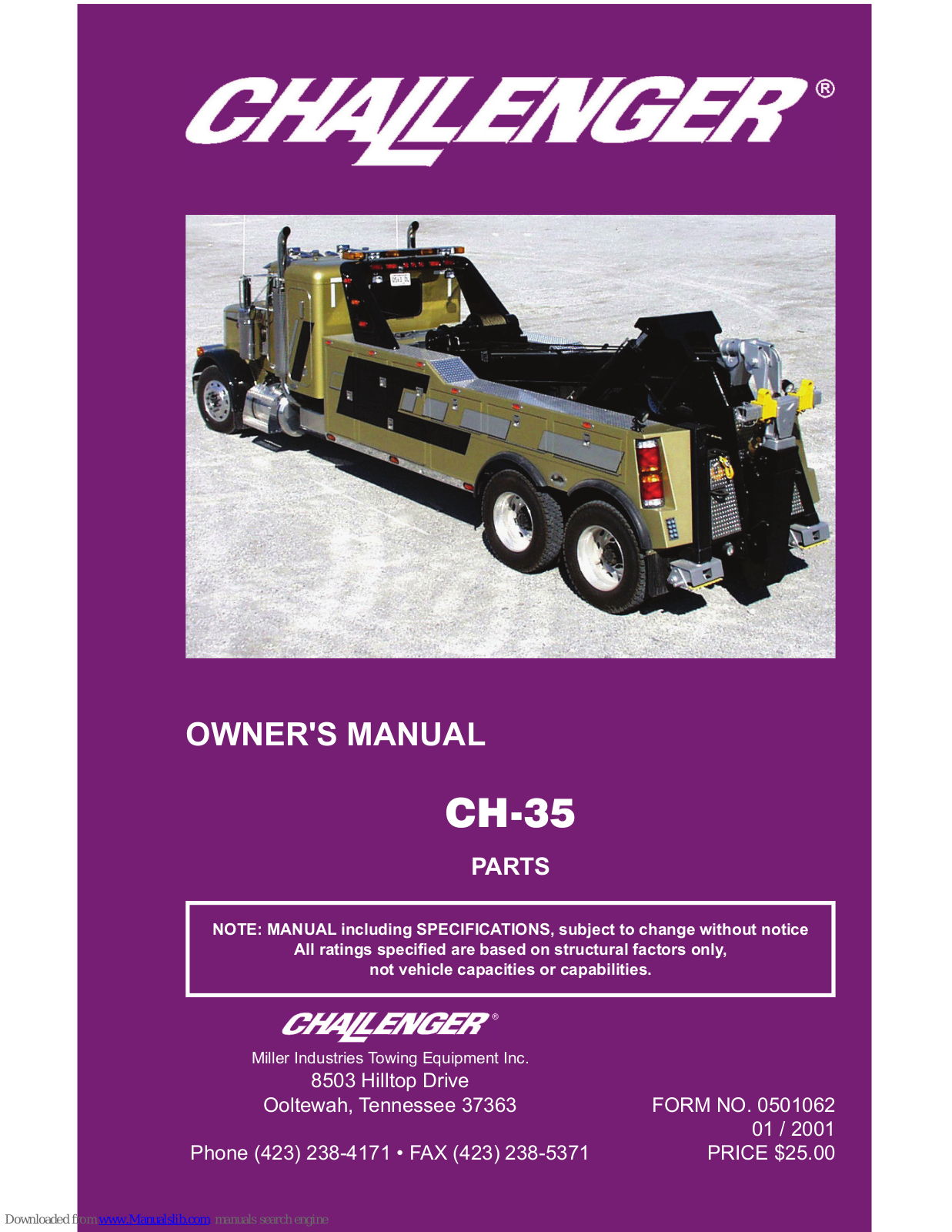 Challenger CH-35 Owner's Manual