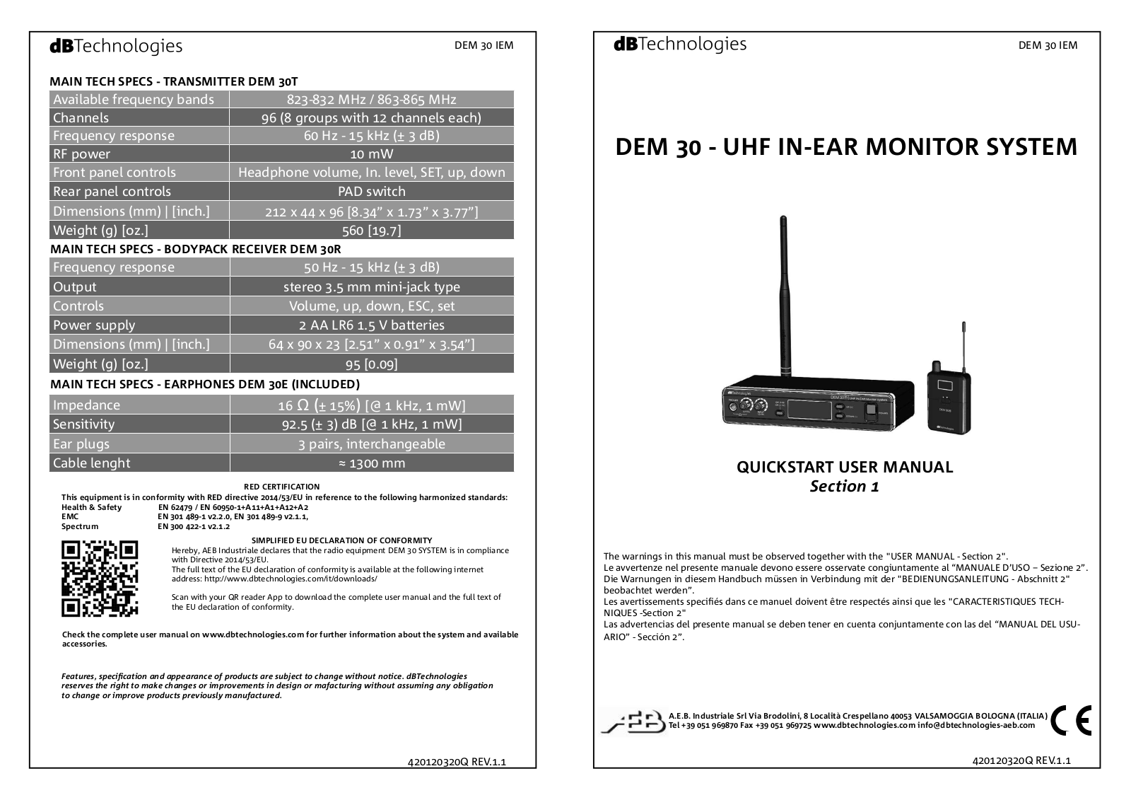 Dbtechnologies DM 30R, DM 30E, DM 30T, DM 30 User Manual