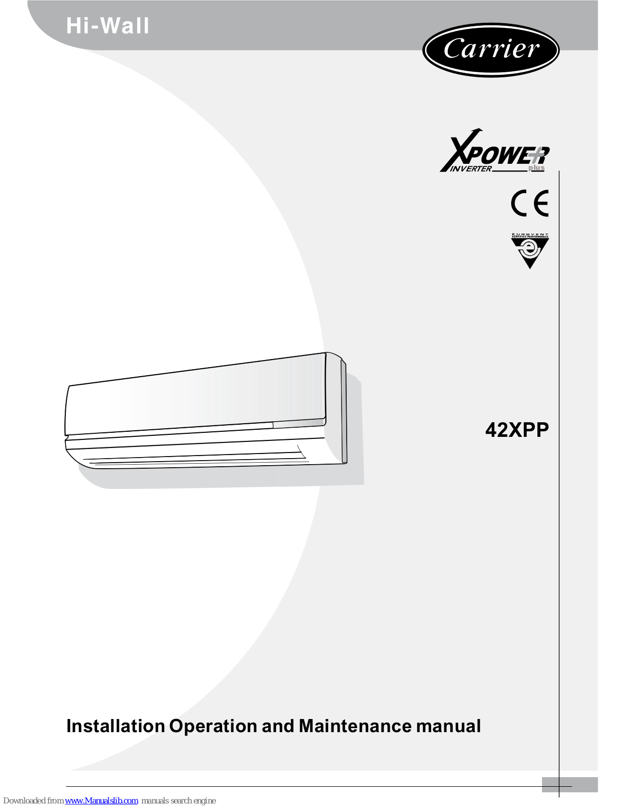 Carrier 42XPP050, 42XPP070, 42XPP, 42XPP100 Installation, Operation And Maintenance Manual - ManualMachine.com