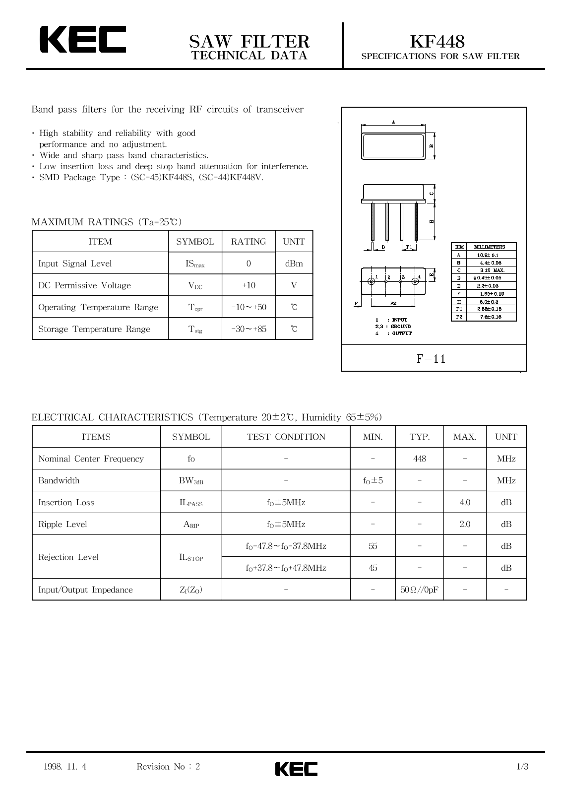 KEC KF448 Datasheet