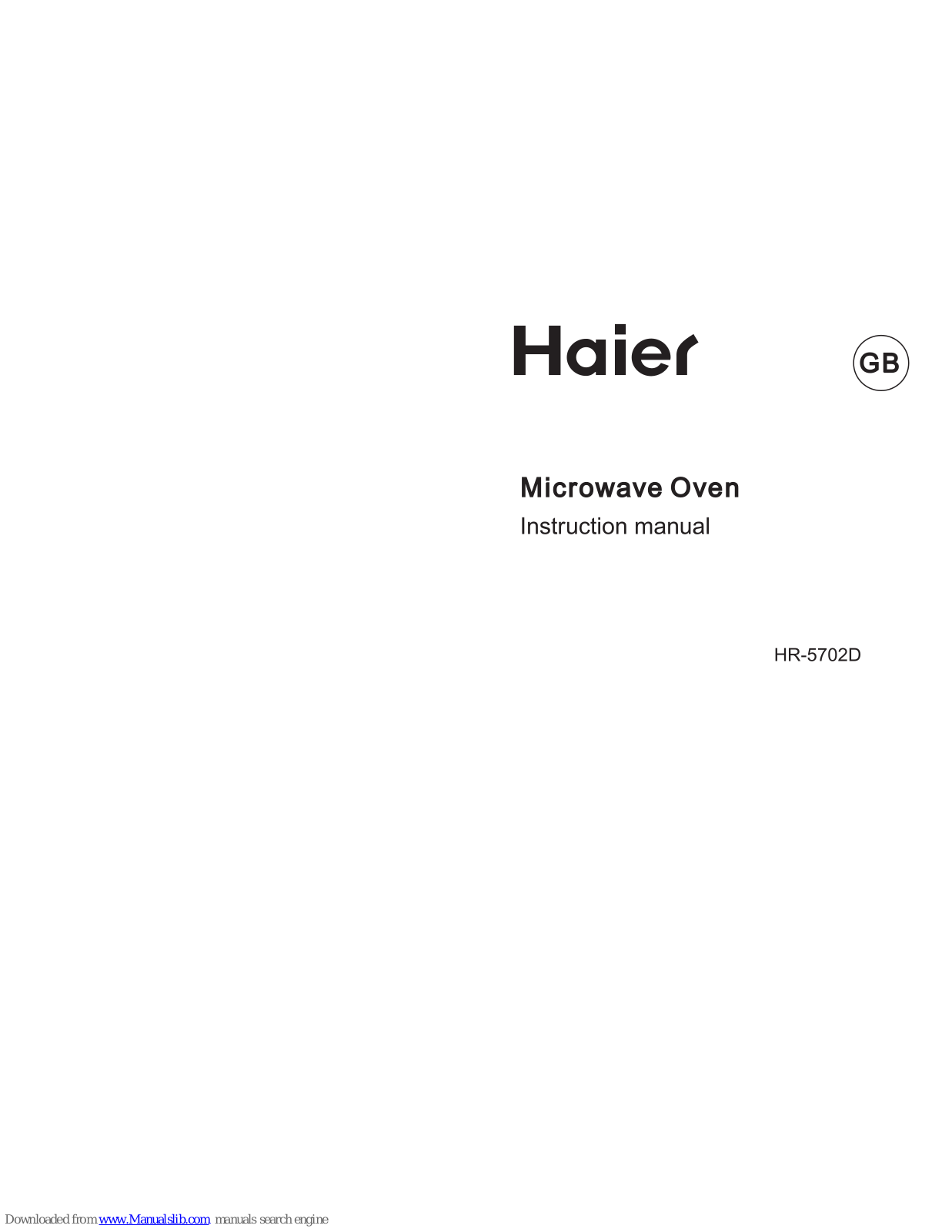 Haier HR-5702, HR-5702DSILVER, HR-5702D Instruction Manual