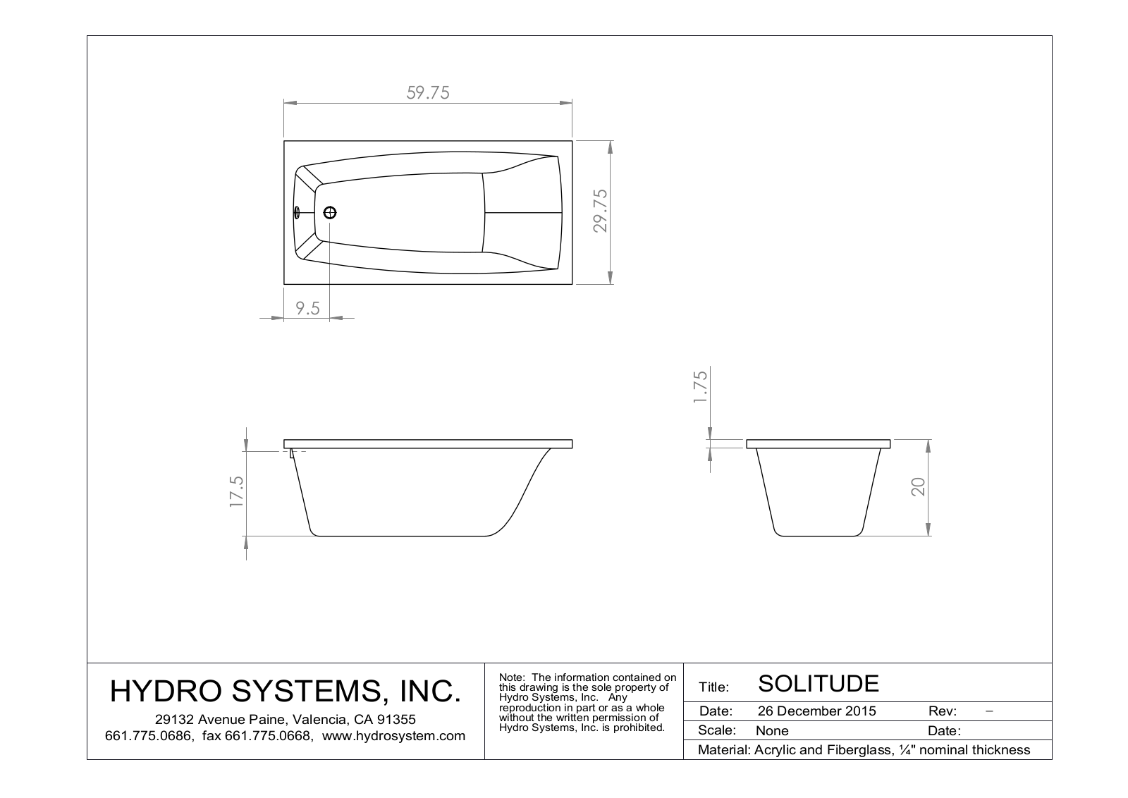 Hydro Systems HYDR1522 Dimensions - ManualMachine.com