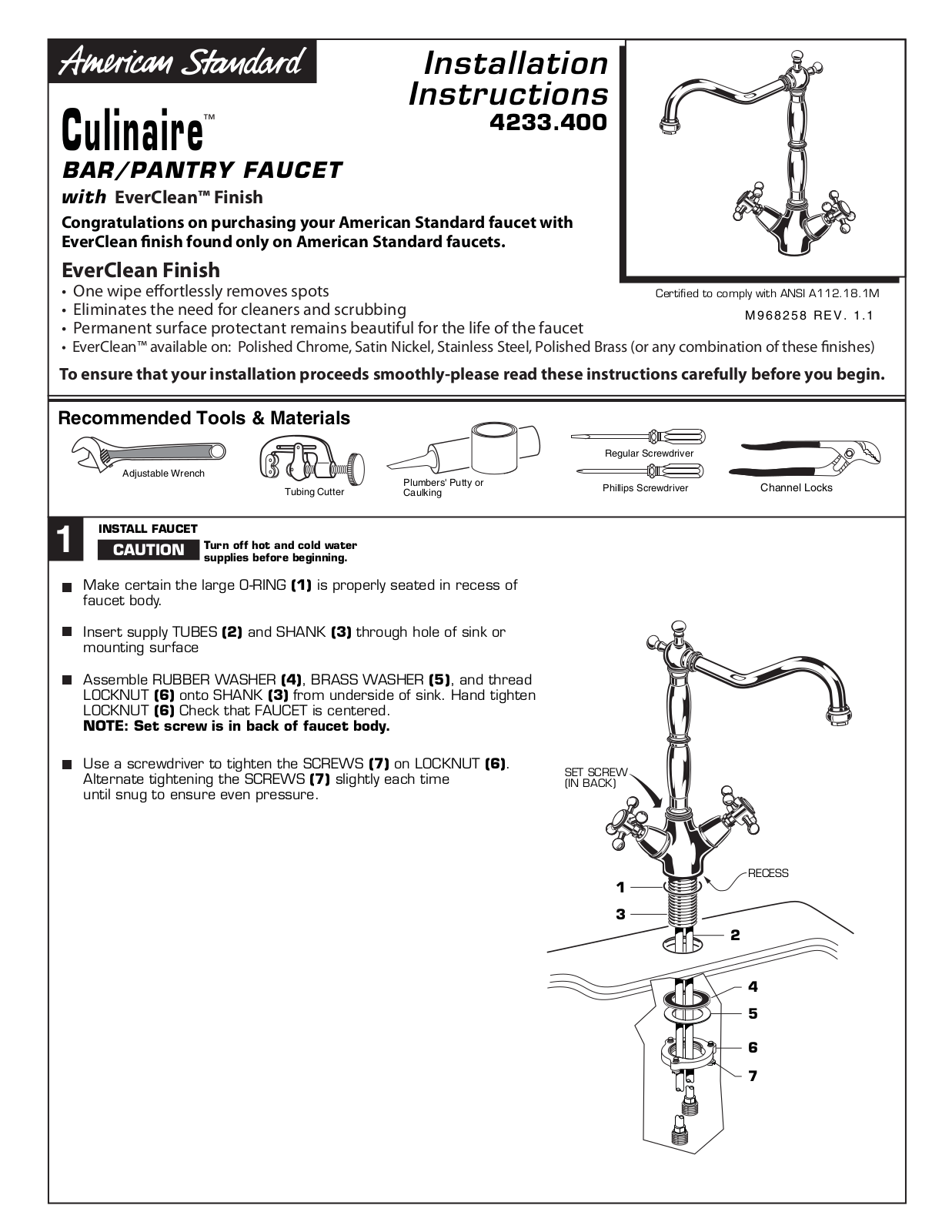 American Standard 4233.400 User Manual