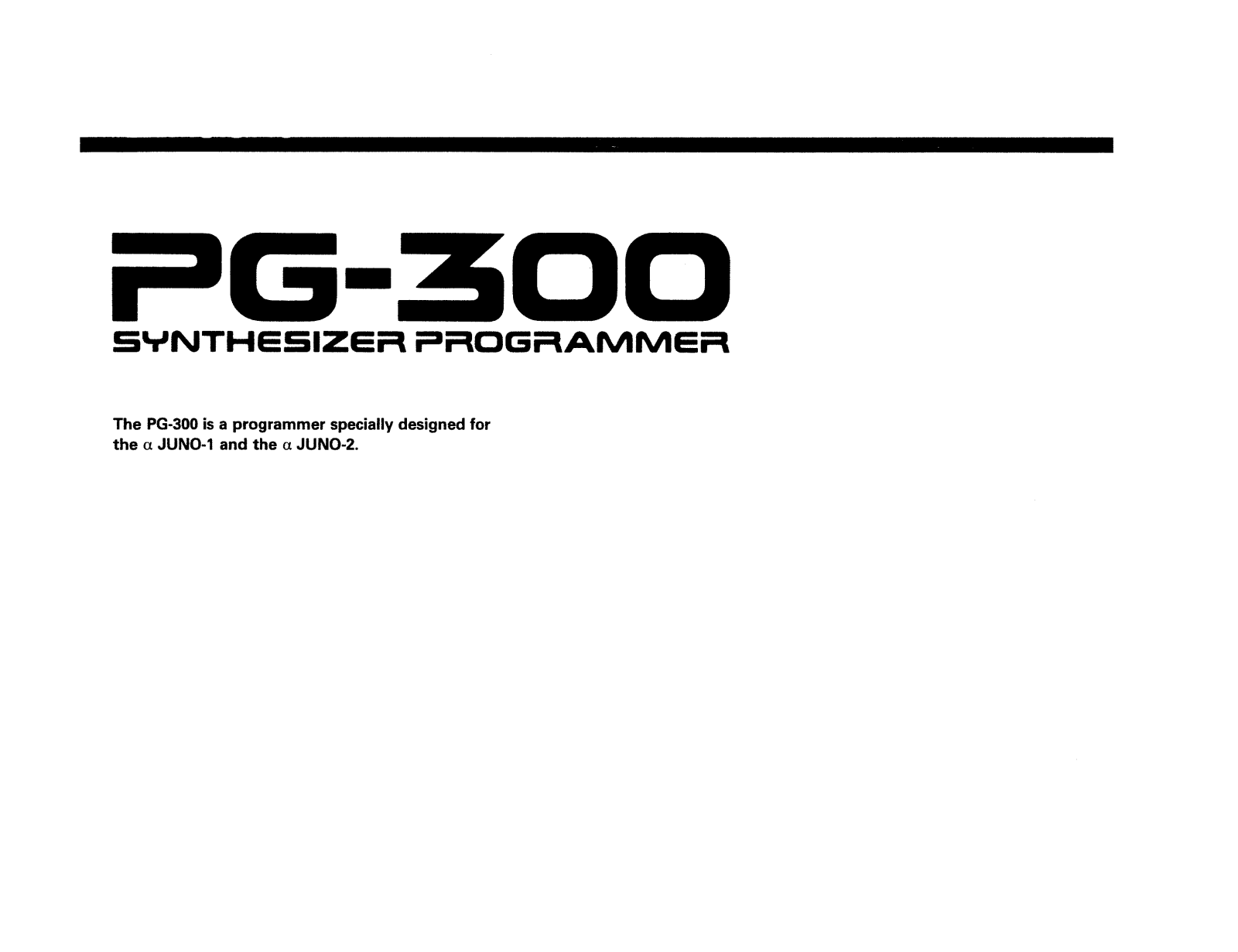 Roland Corporation PG-300 Owner's Manual