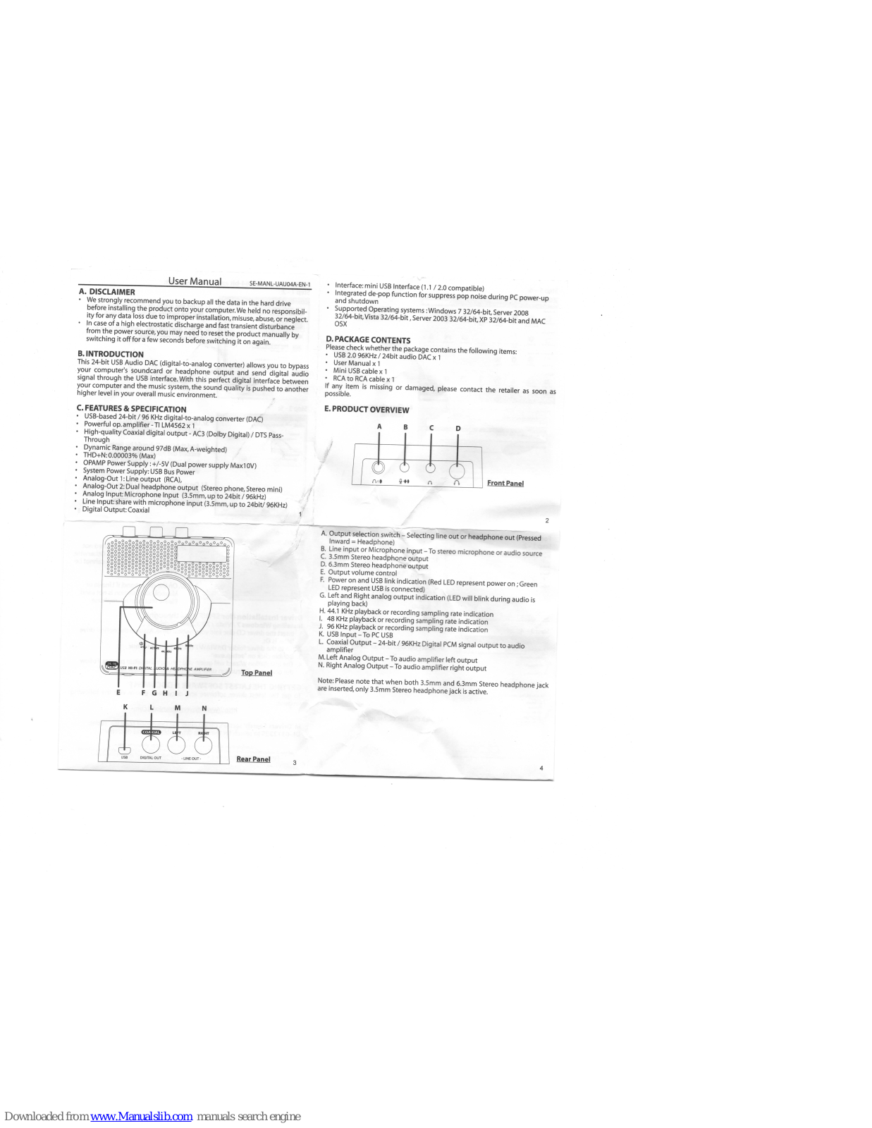 Syba Sonic SD-DAC63057 User Manual