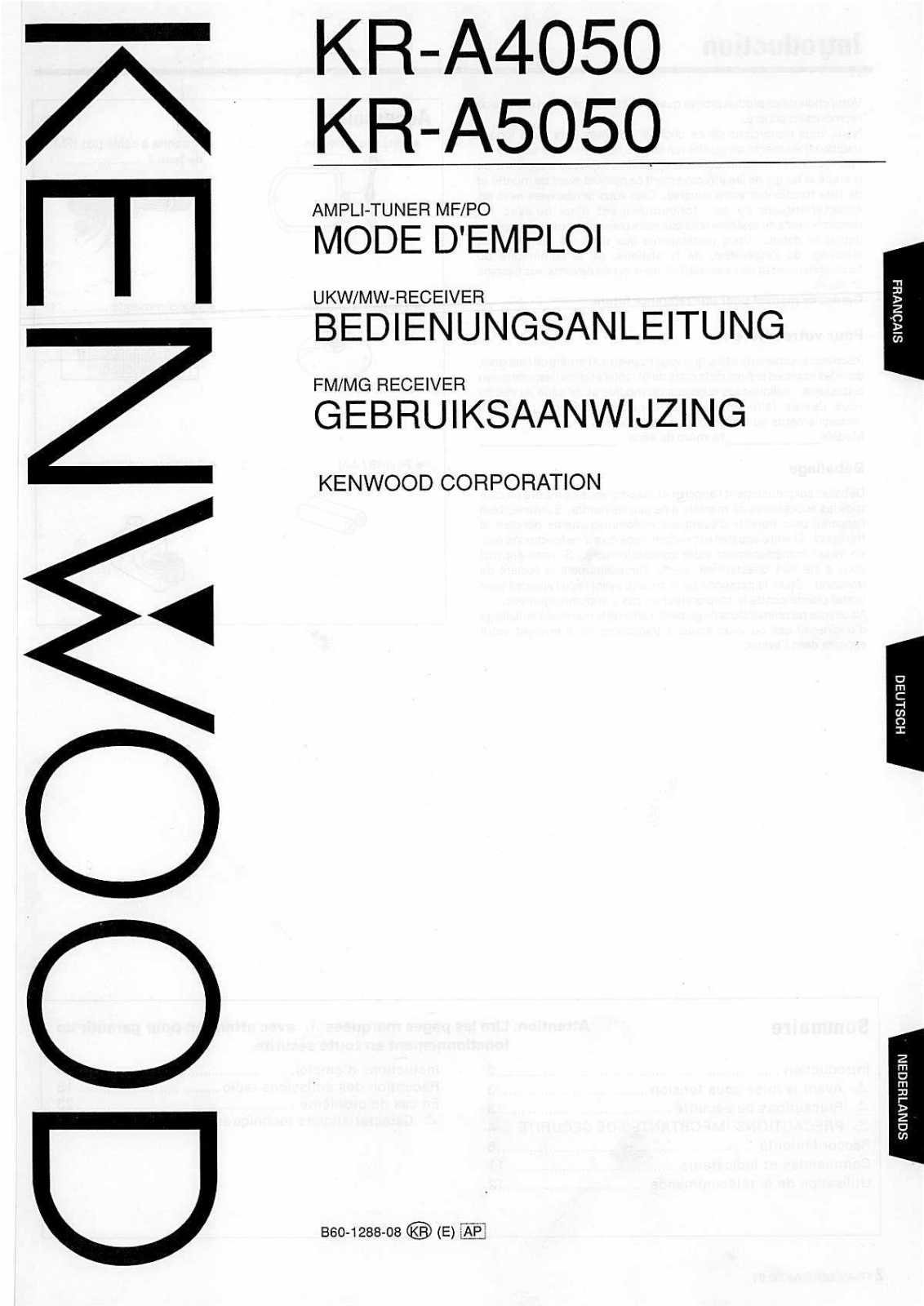 Kenwood KR-A5050 Owner's Manual