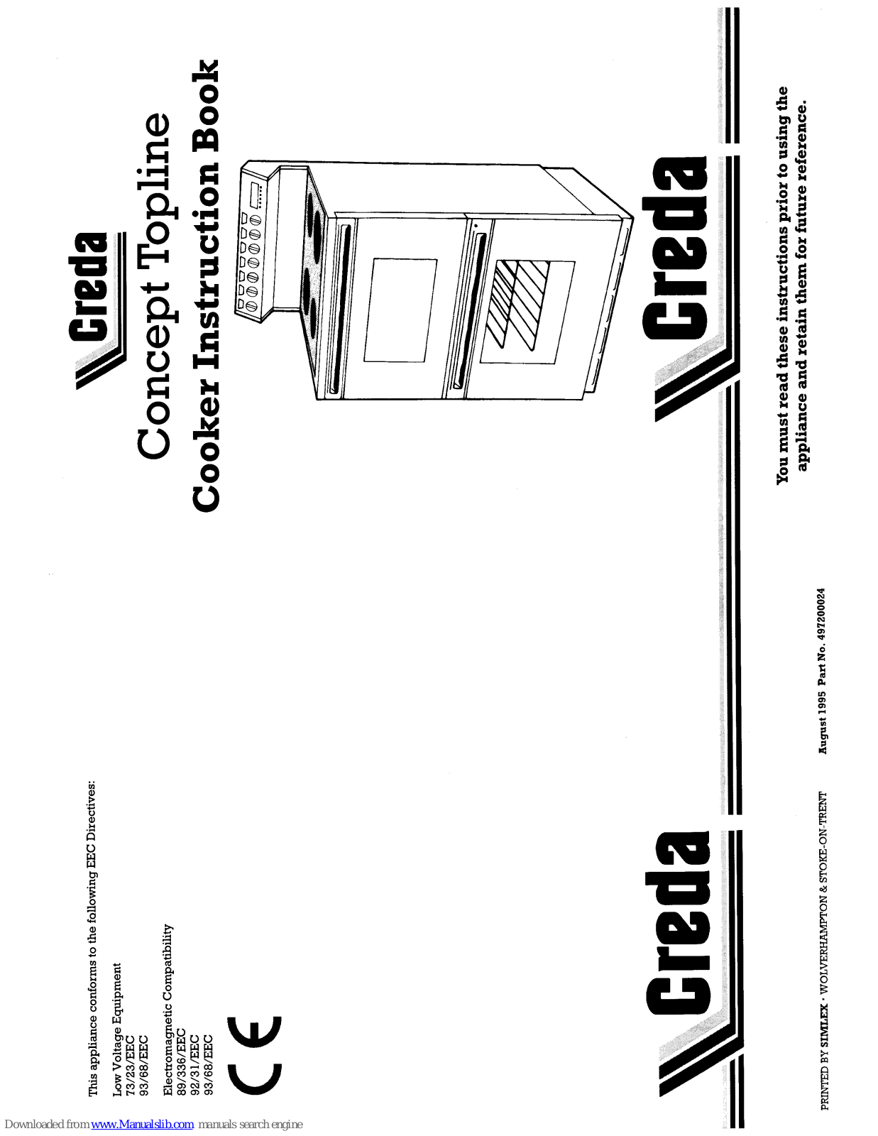 Creda HB49723, Concept Topline 49721, Concept Topline 49723 Instruction Book