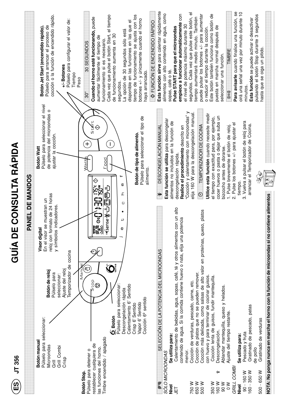 Whirlpool JT 356 alu, JT 355/Alu, JT 356 black Quick reference guide