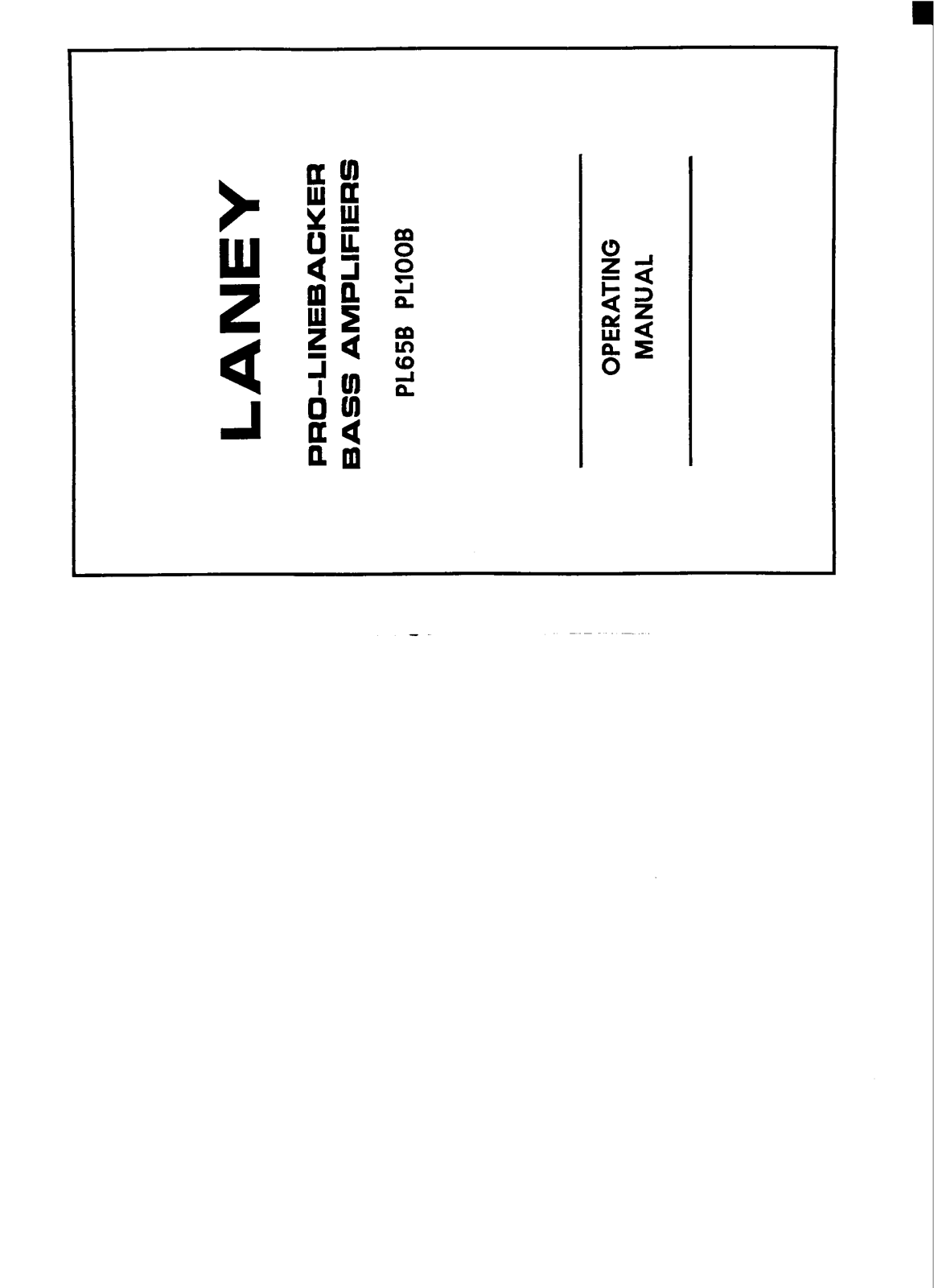 Laney PL65B, PL100B Owner's Manual