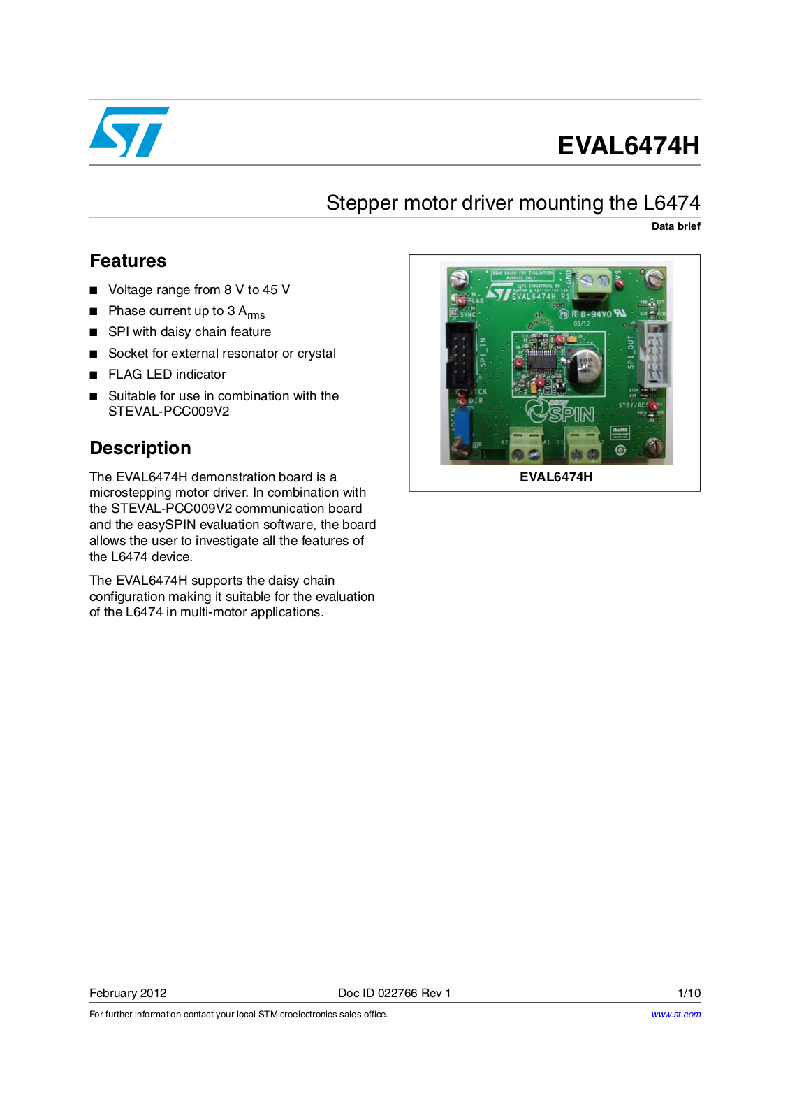 ST EVAL6474H User Manual