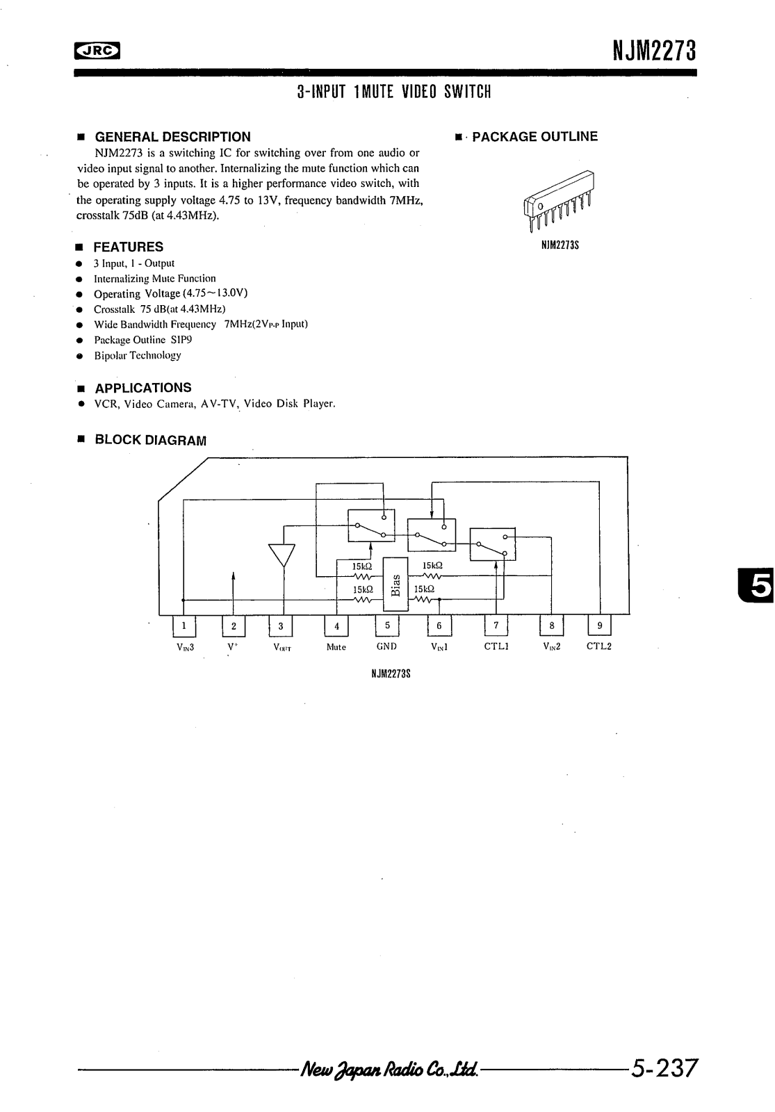 JRC NJM2273S Datasheet