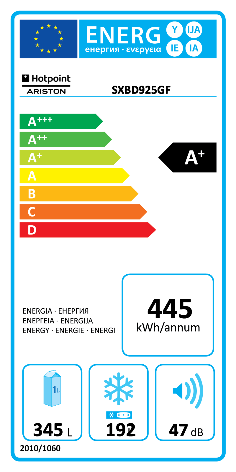 Hotpoint-Ariston SXBD 925G F User Manual