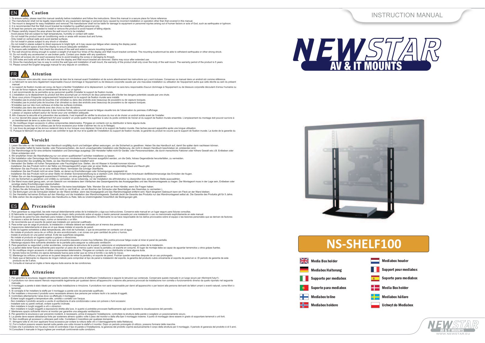 Newstar NS-SHELF100 User Manual