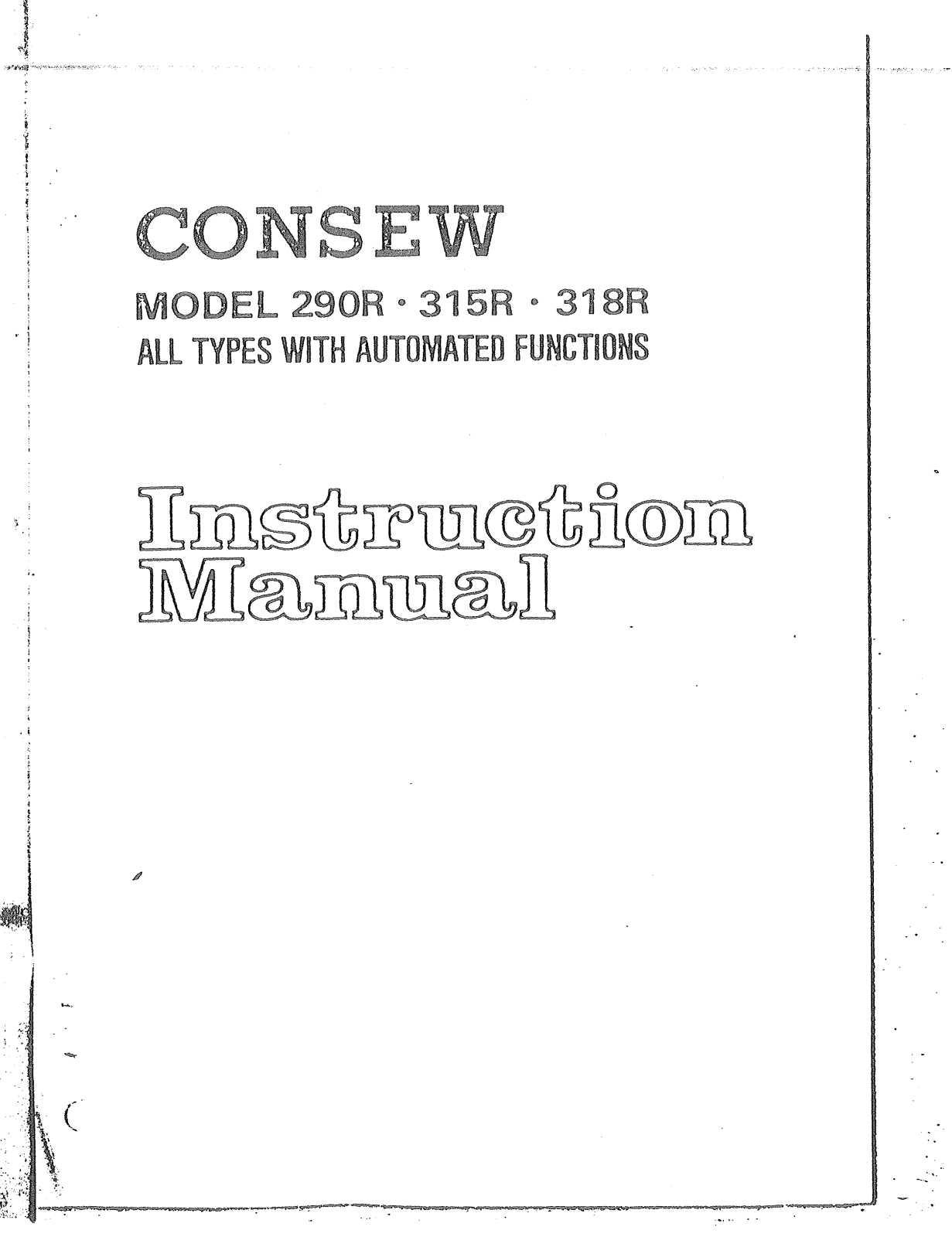 CONSEW 290R, 315R, 318R Instruction Manual