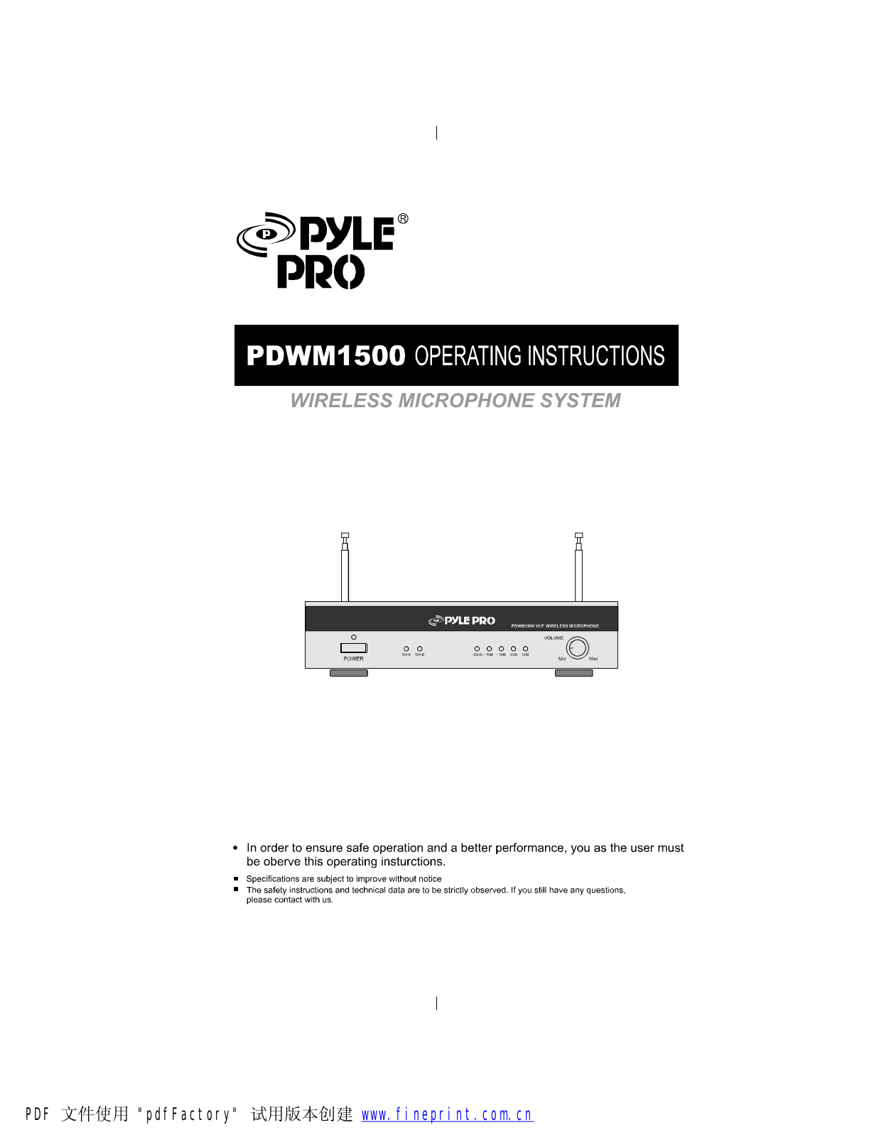 PYLE Audio PDWM1500 User Manual