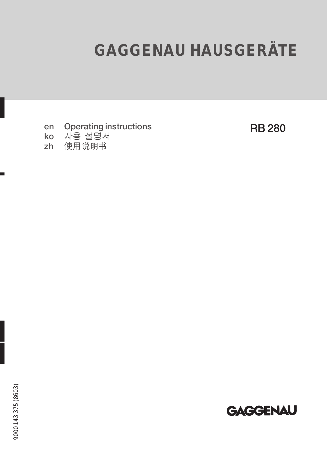 Gaggenau RB280900 User Manual