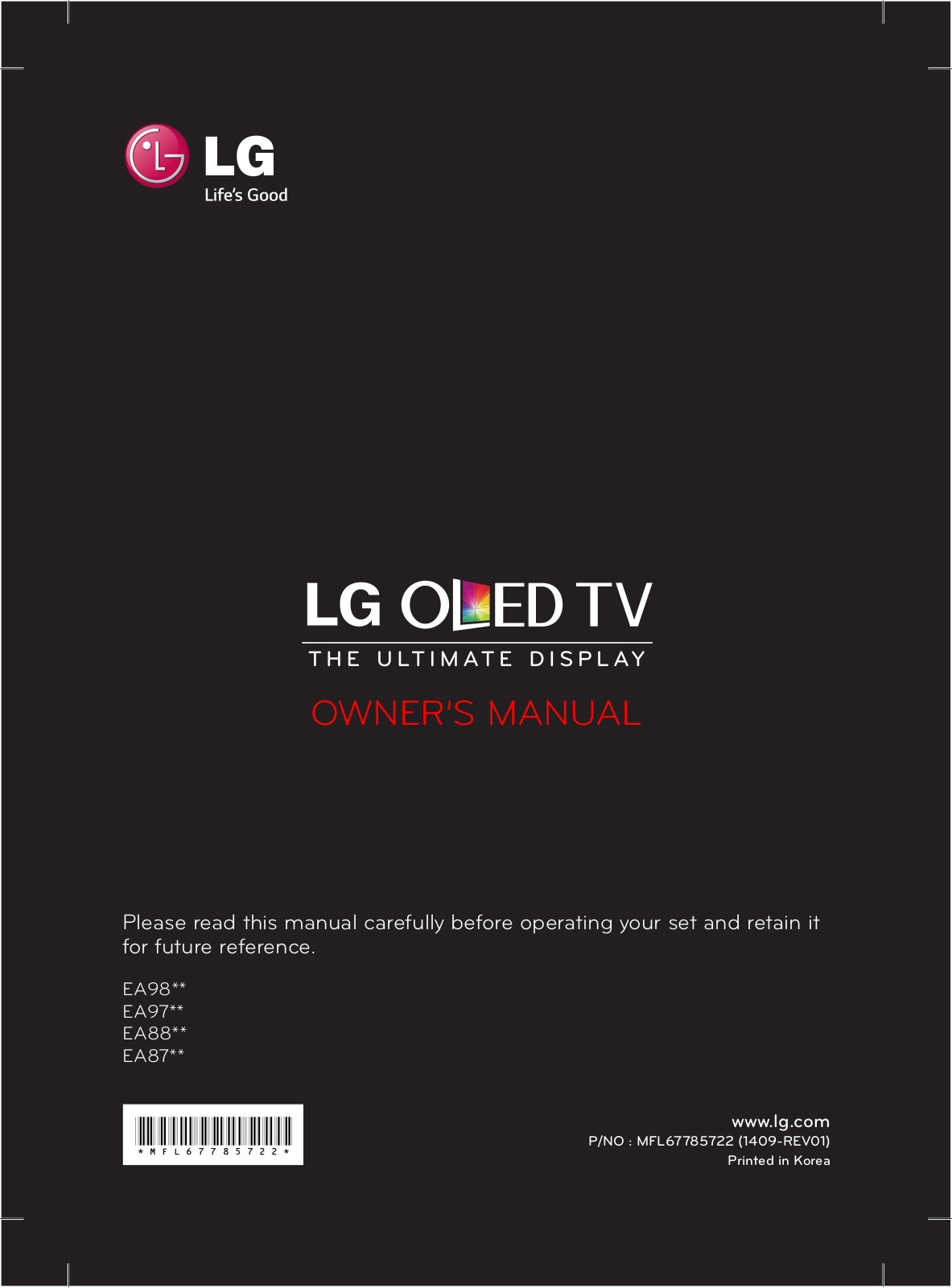 LG 55EA975V Owner's Manual