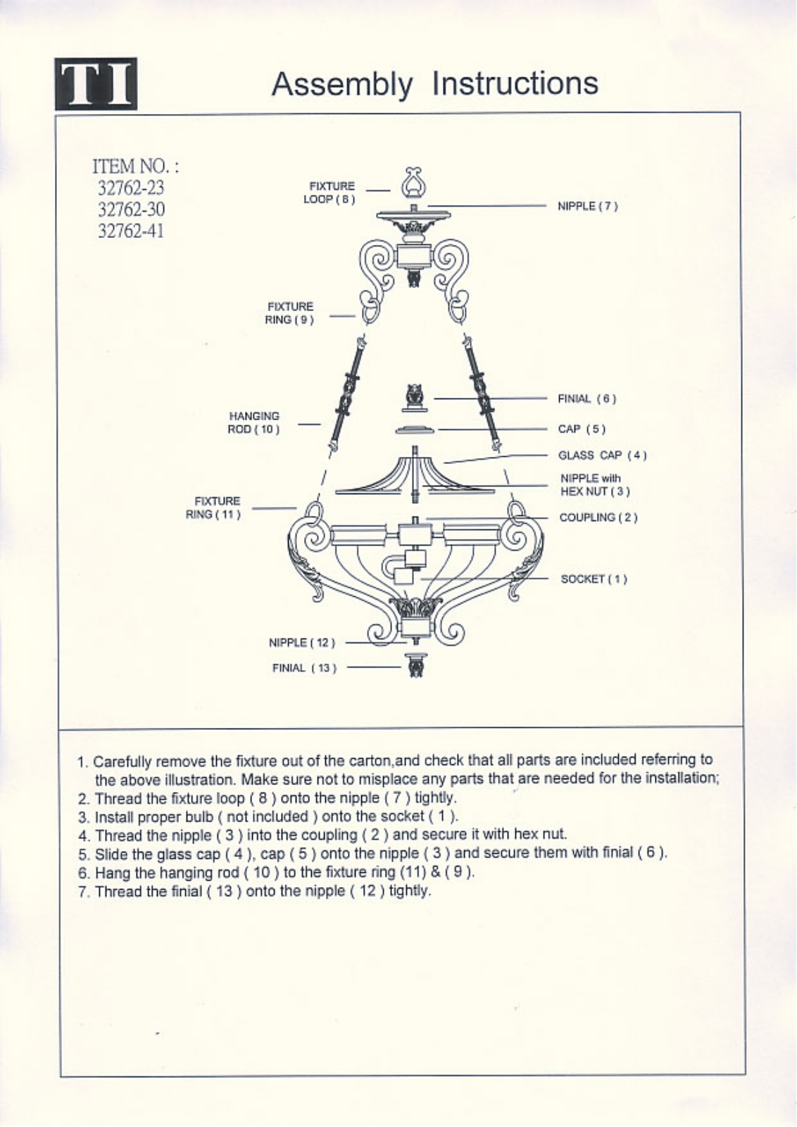 Triarch 32762-41, 32762-23, 32762-30 User Manual