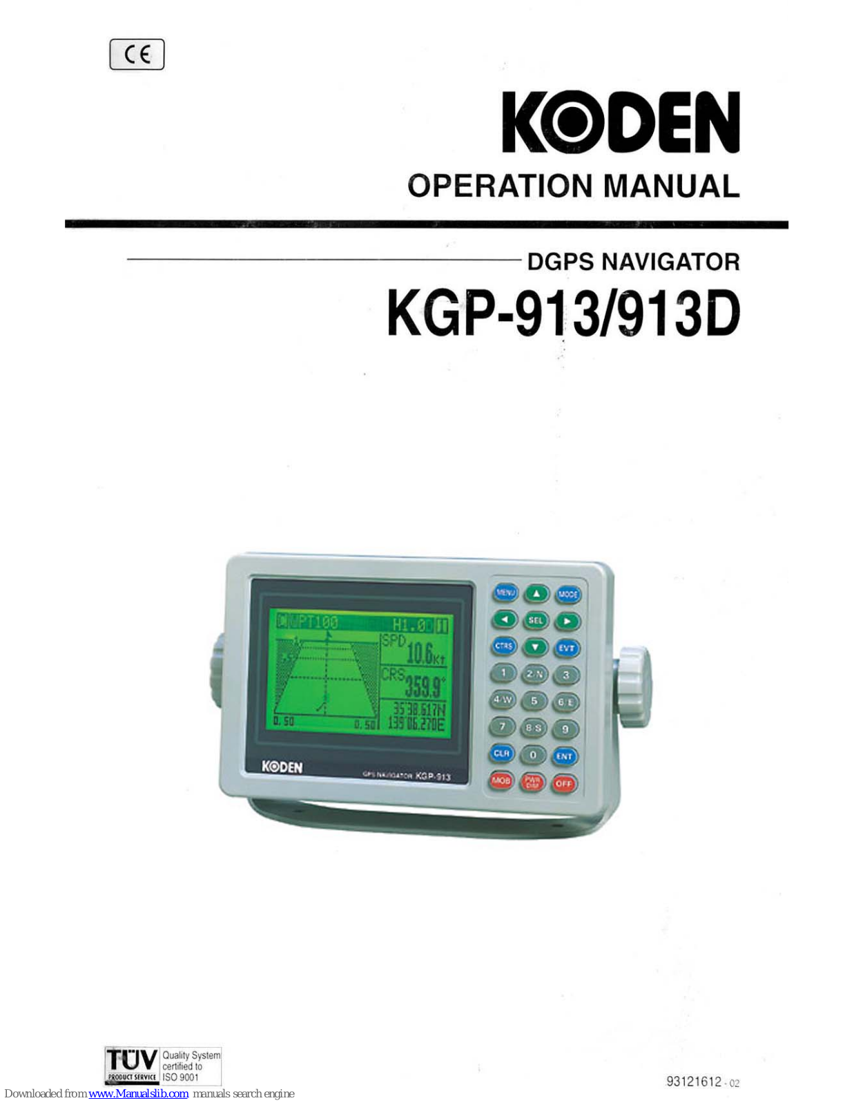 Koden KGP-913, KGP-913D, GPS-90, GPS-90D Operation Manual