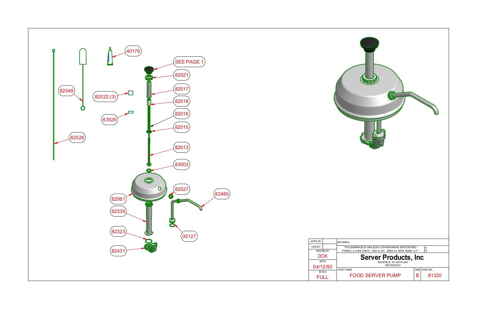 Server Products FSP 82060 Parts List