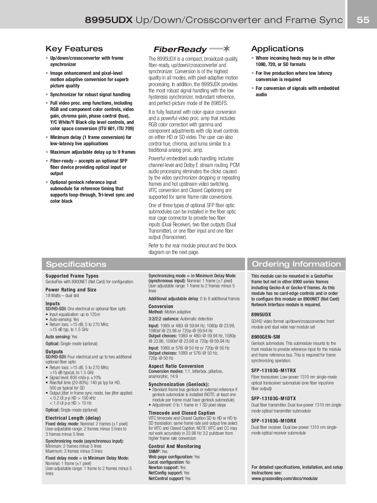 Grass valley 8995UDX DATASHEET