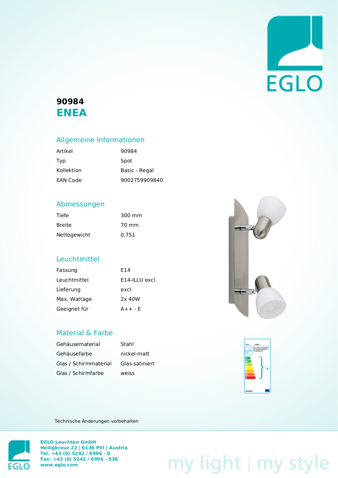 Eglo 90984 Service Manual