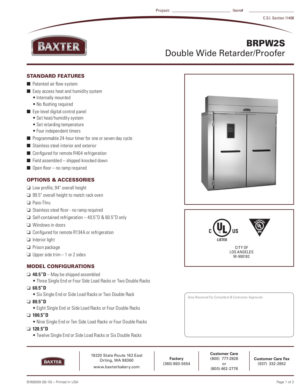 Mannhart BRPW2S Specifications