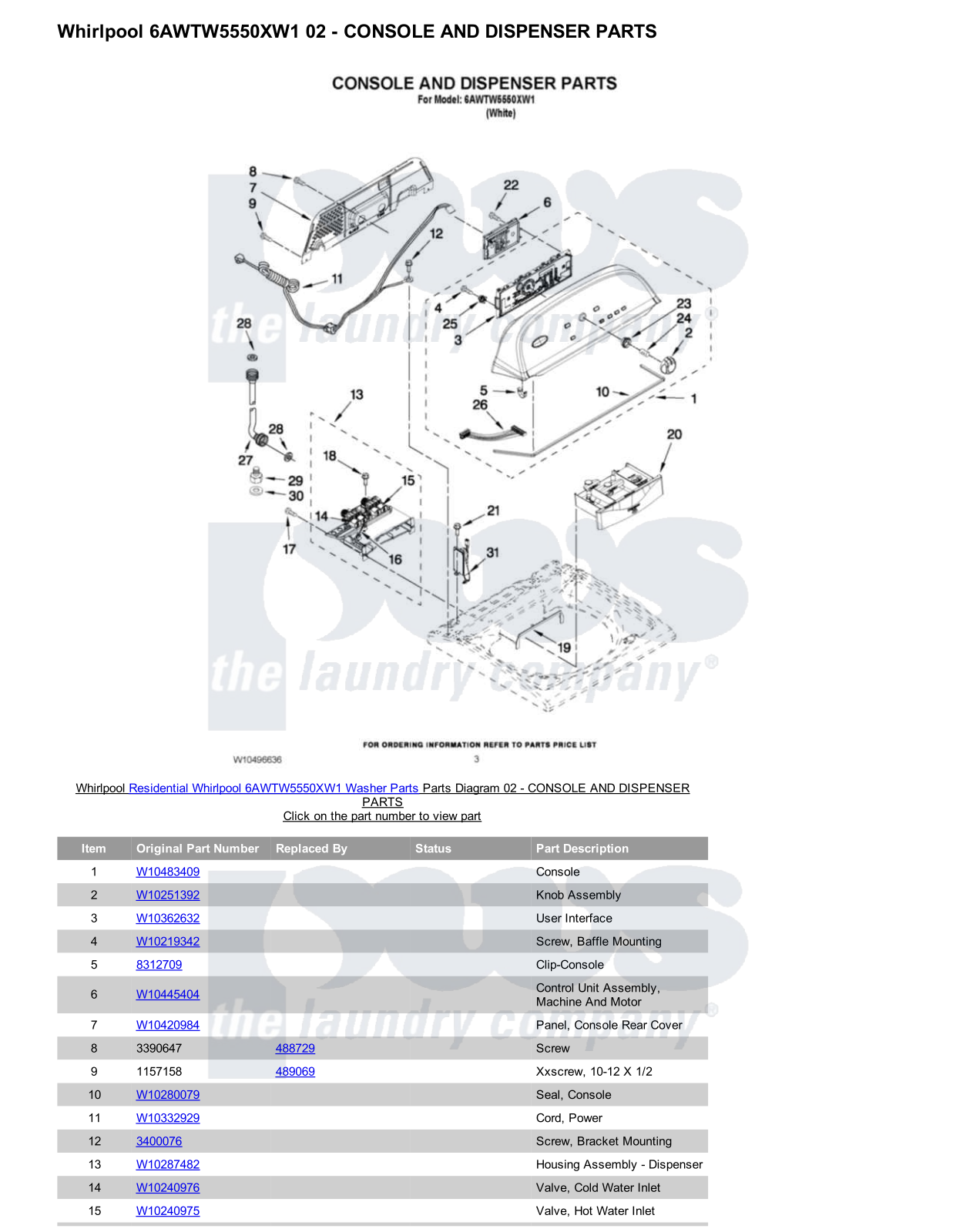 Whirlpool 6AWTW5550XW1 Parts Diagram