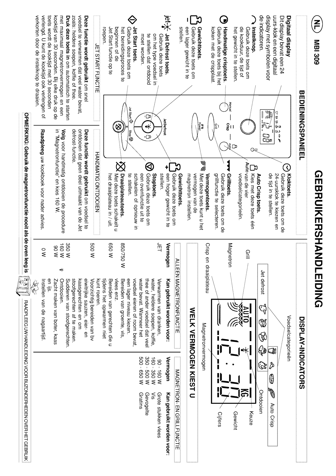 Whirlpool MBI 309 A, MBI 309 S User Manual