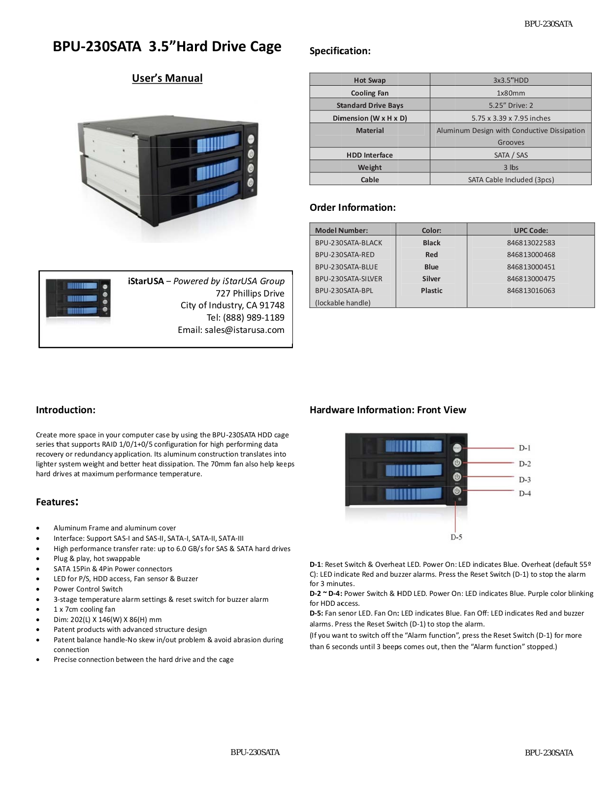 iStarUSA BPU-230SATA User Manual