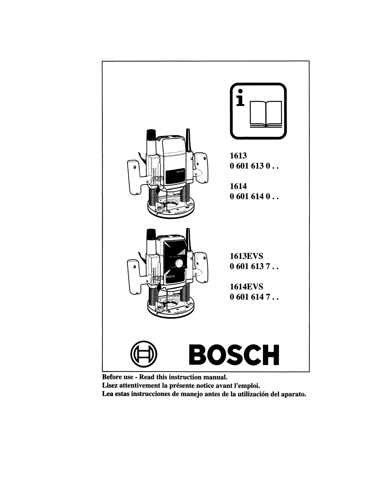 Bosch 1613EVS Owner’s Manual
