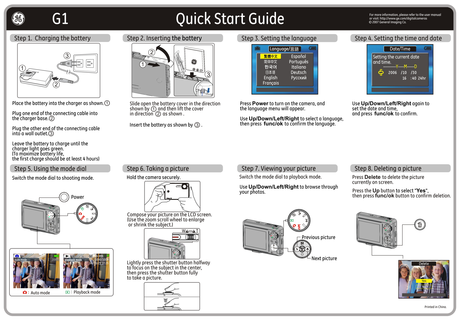 GE G1 Quick Start Guide