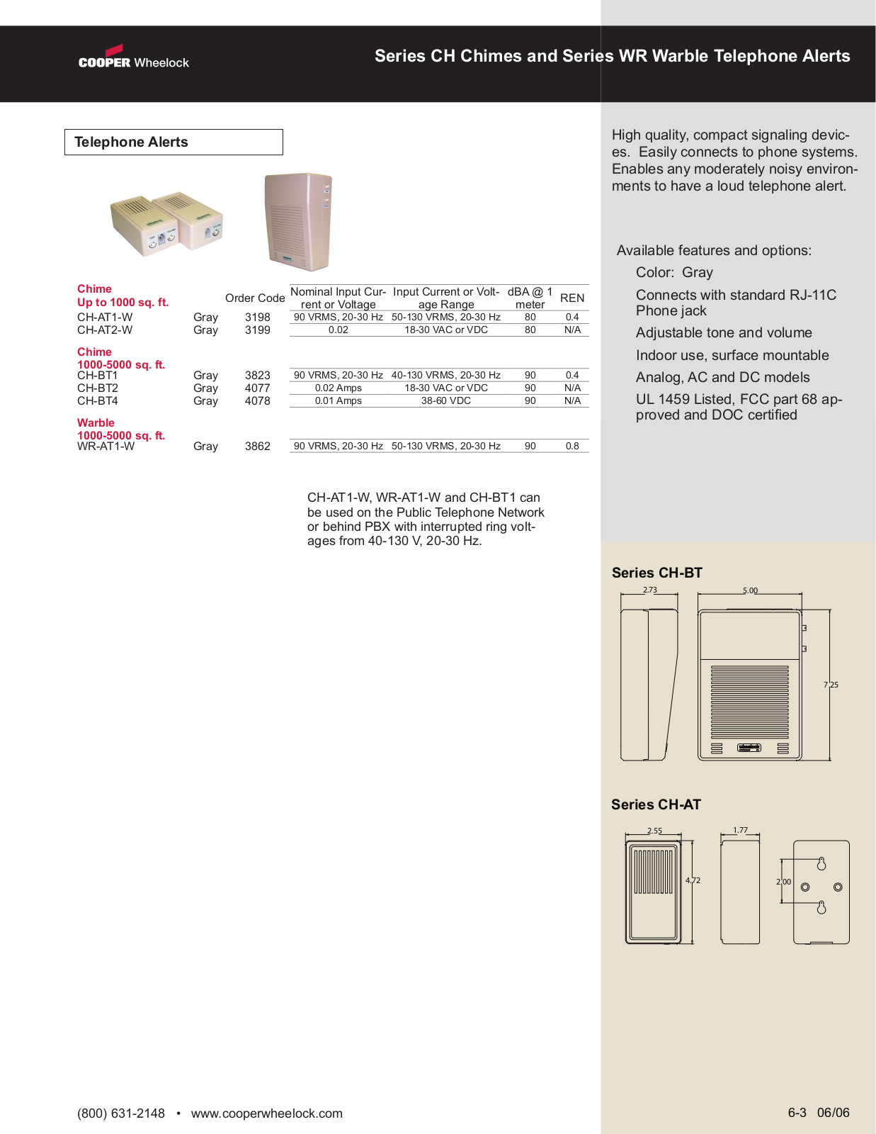 wheelock CH-AT1-W, CH-AT2, CH-BT1, CH-BT2, CH-BT4 Service Manual