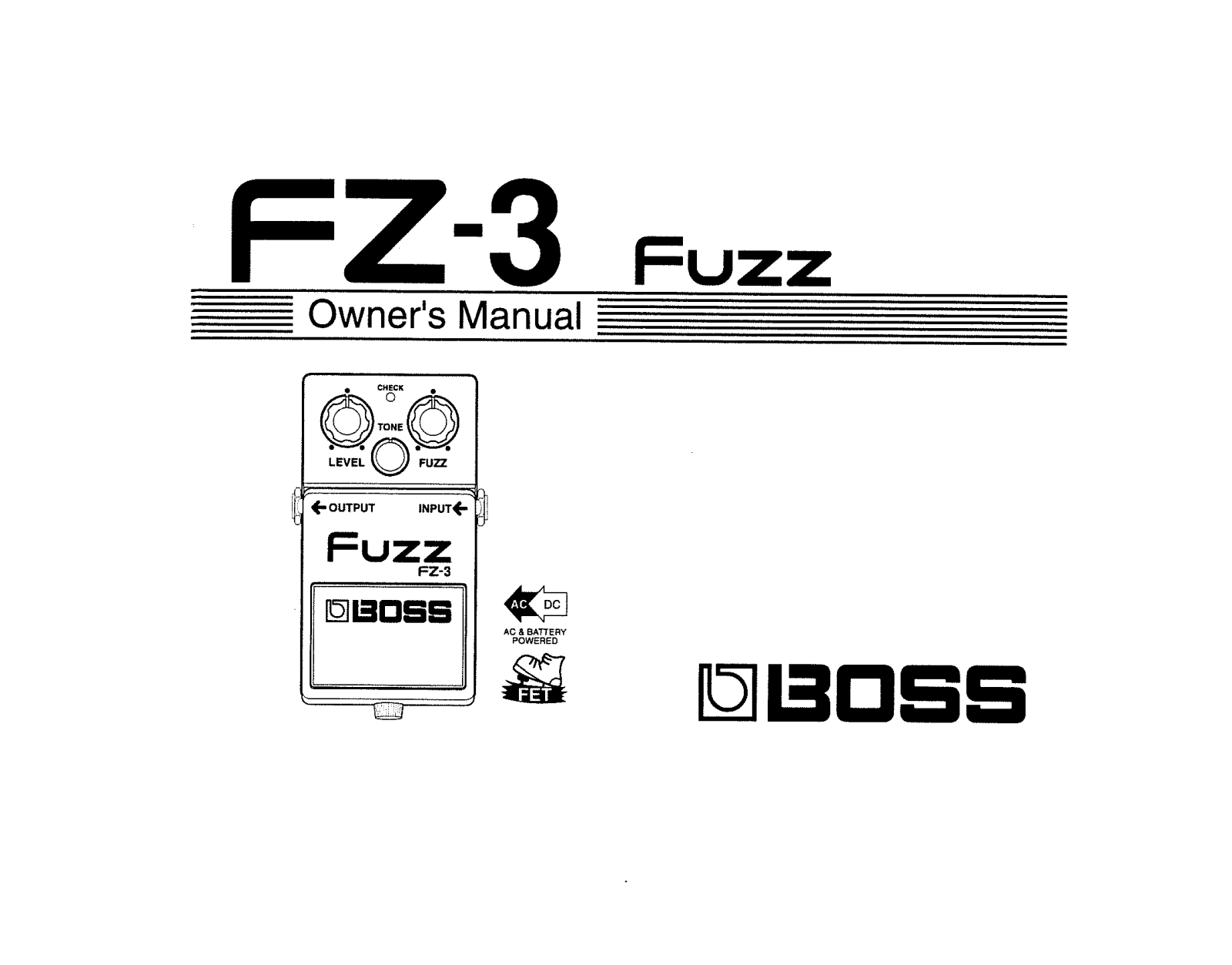 Roland Corporation FZ-3 Owner's Manual