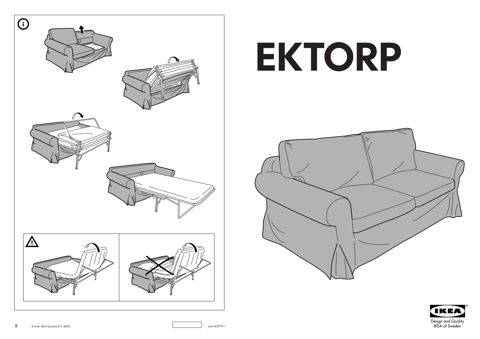 IKEA EKTORP SOFA BED COVER Assembly Instruction