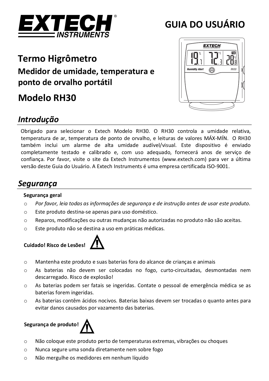 Extech RH30 User guide