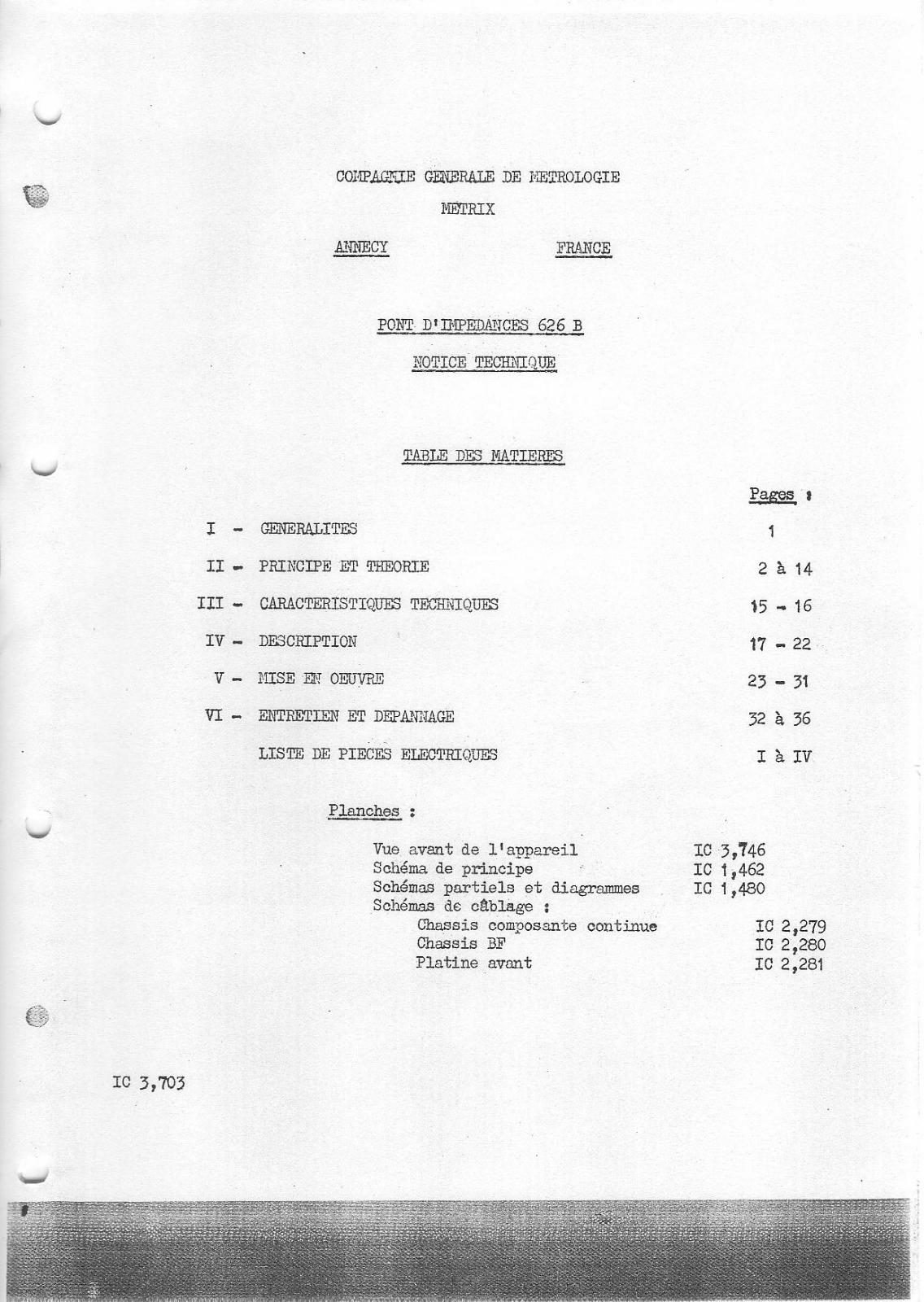 Metrix 626B Service manual