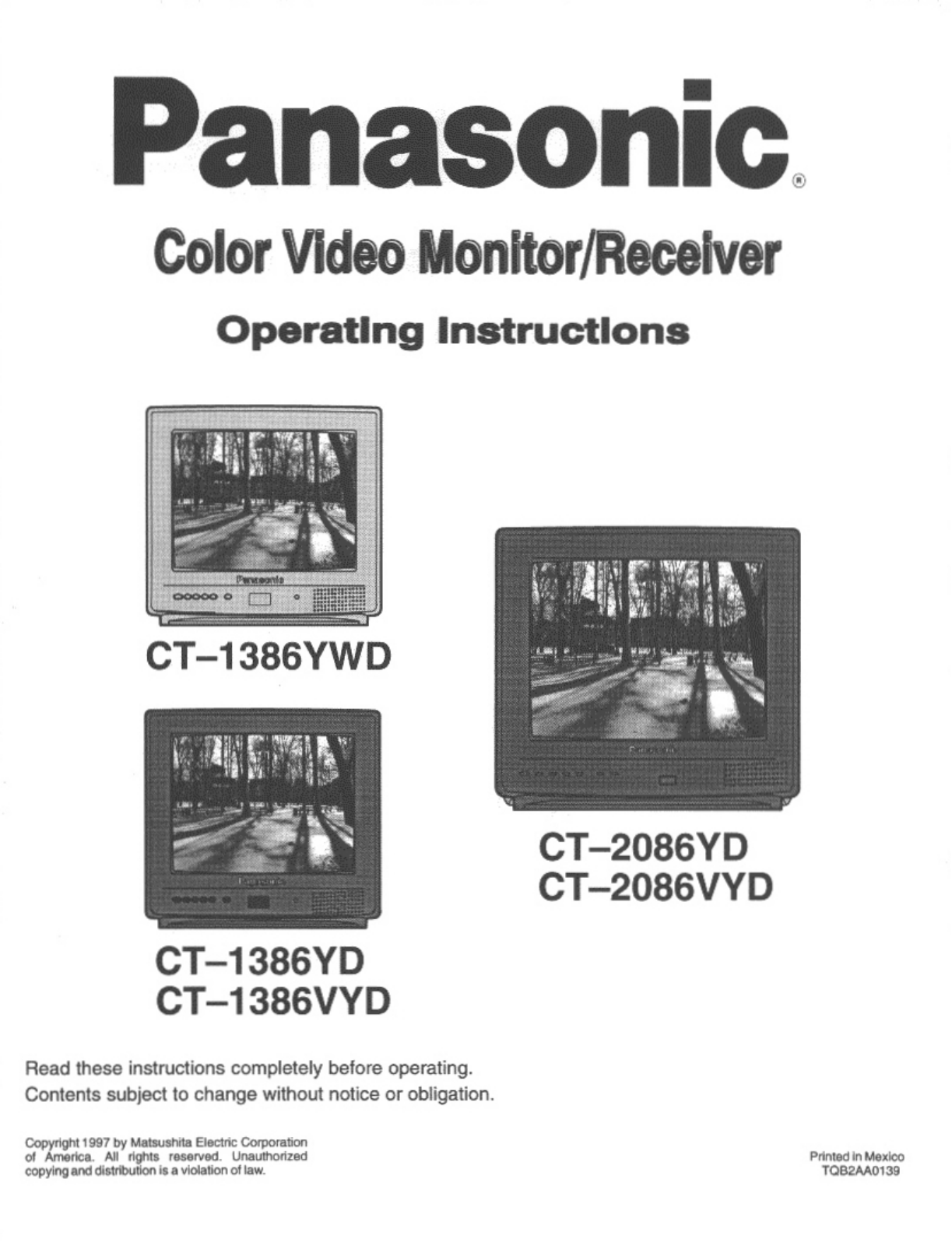 Panasonic CT-1386YWD, CT-2086VYD User Manual