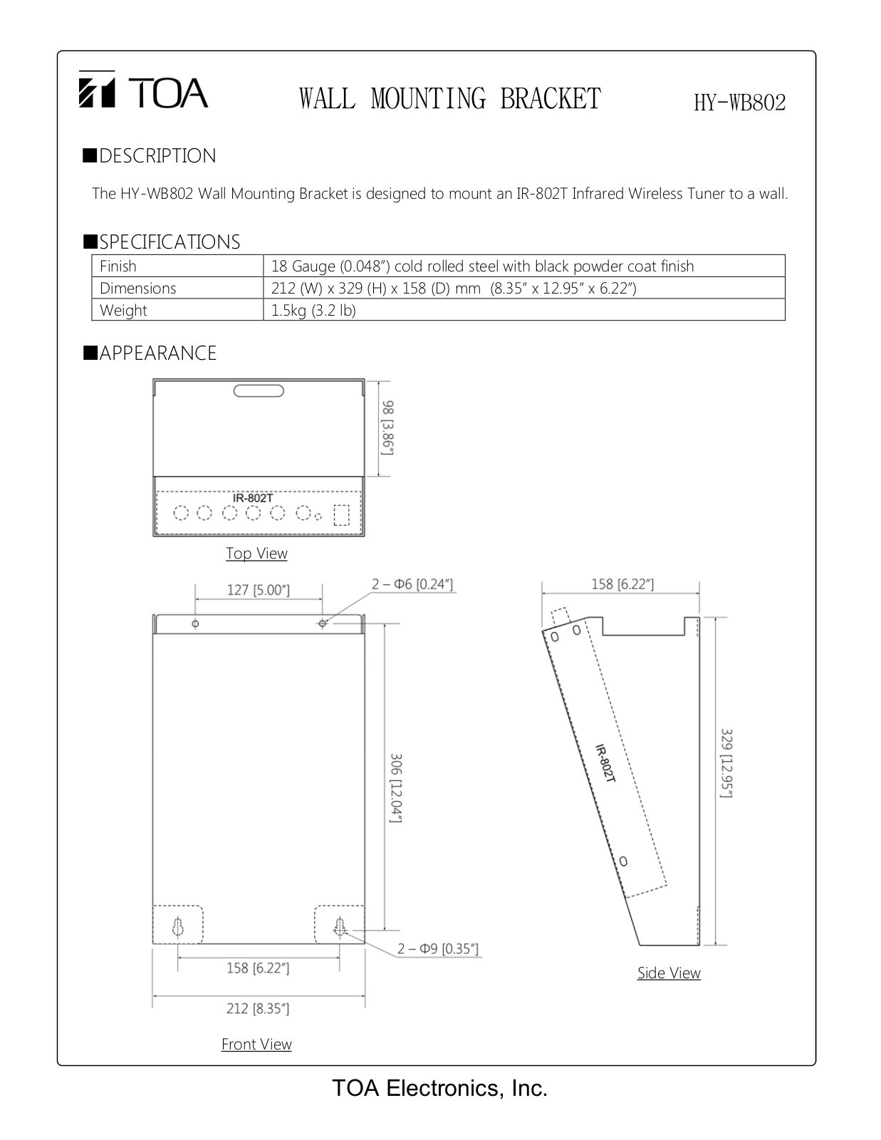 TOA HY-WB802-AM User Manual