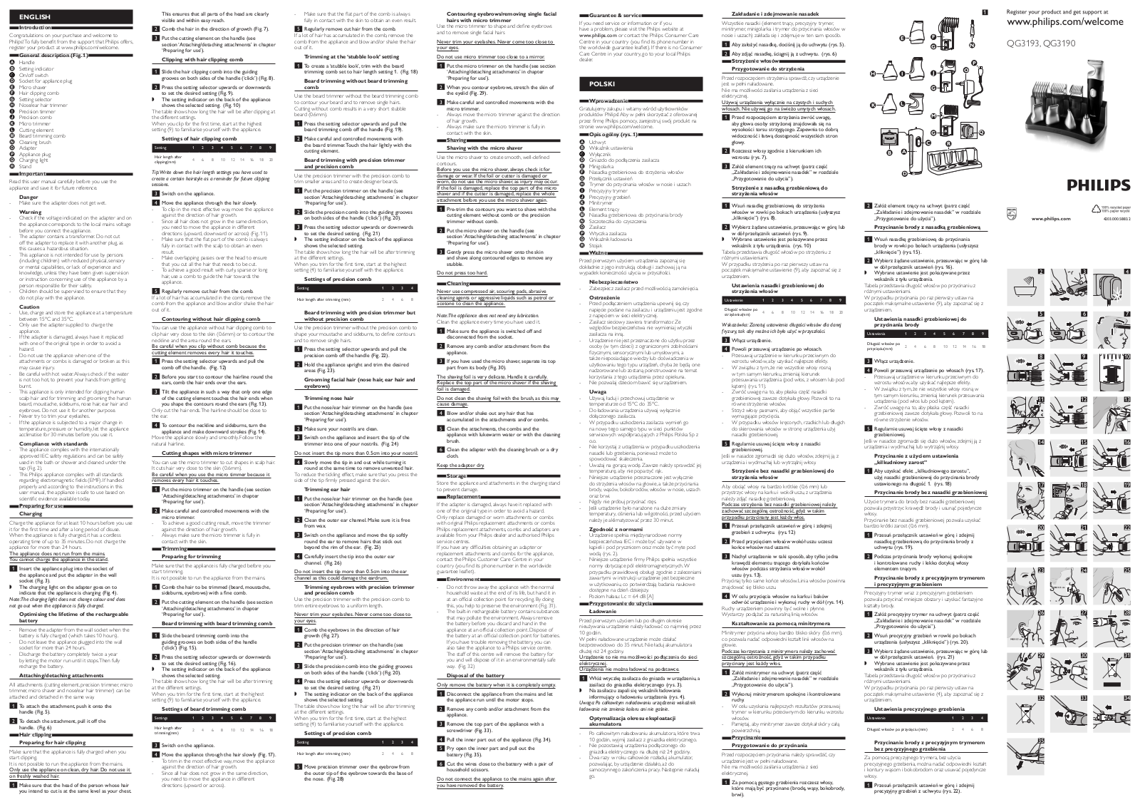 Philips QG3190 Owner's Manual