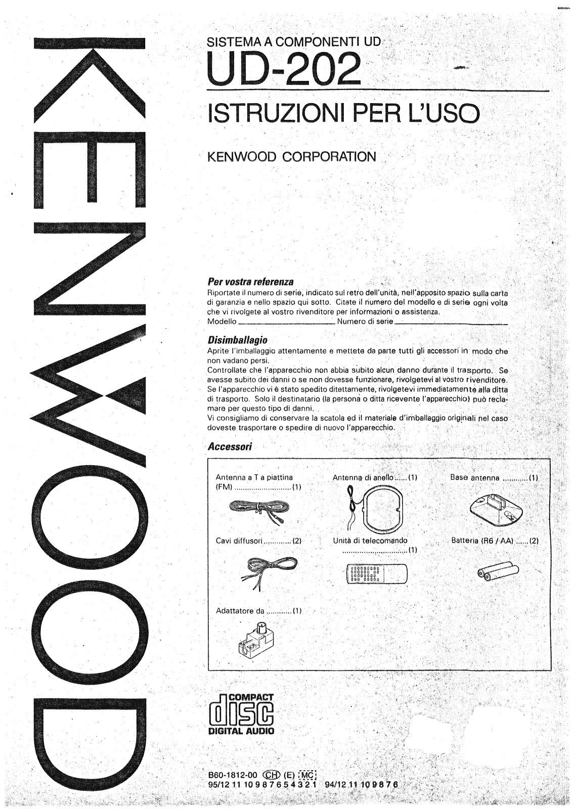 Kenwood UD-202 User Manual