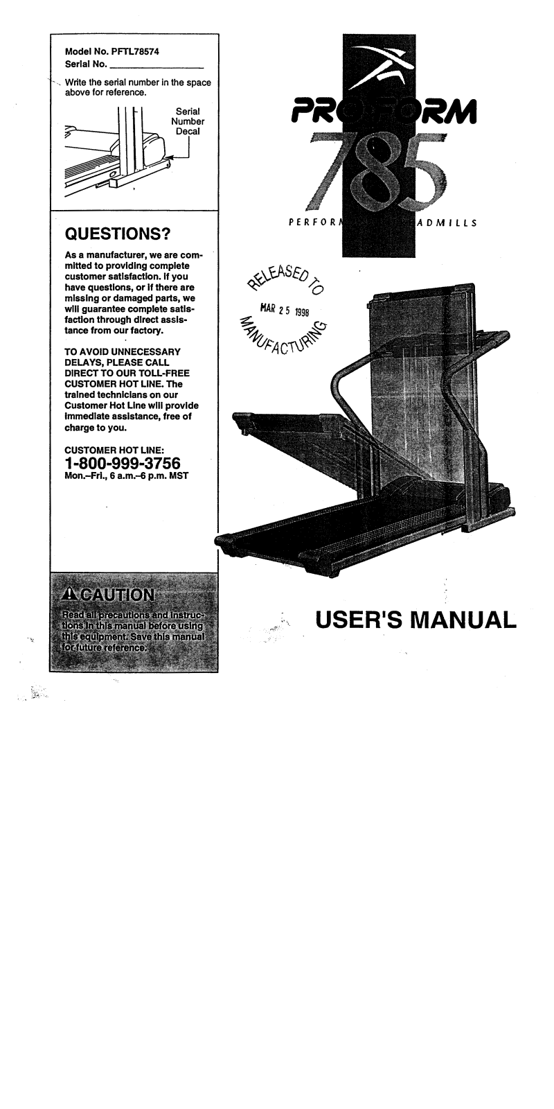 ProForm PFTL78574 User Manual