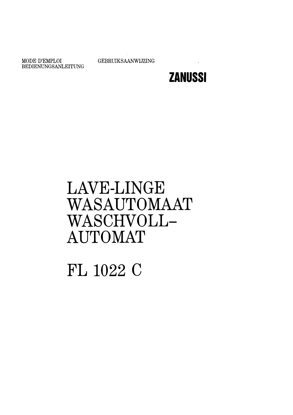 Zanussi FL1022C User Manual