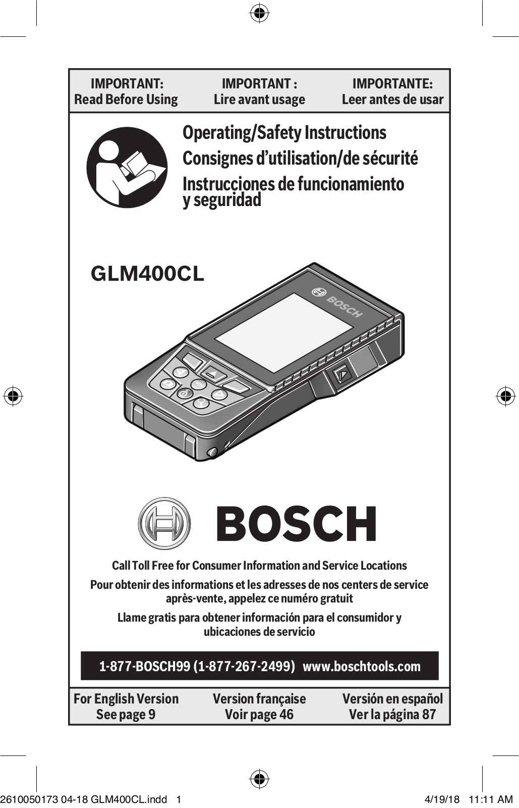 Bosch GLM400CL Operating/Safety Instructions