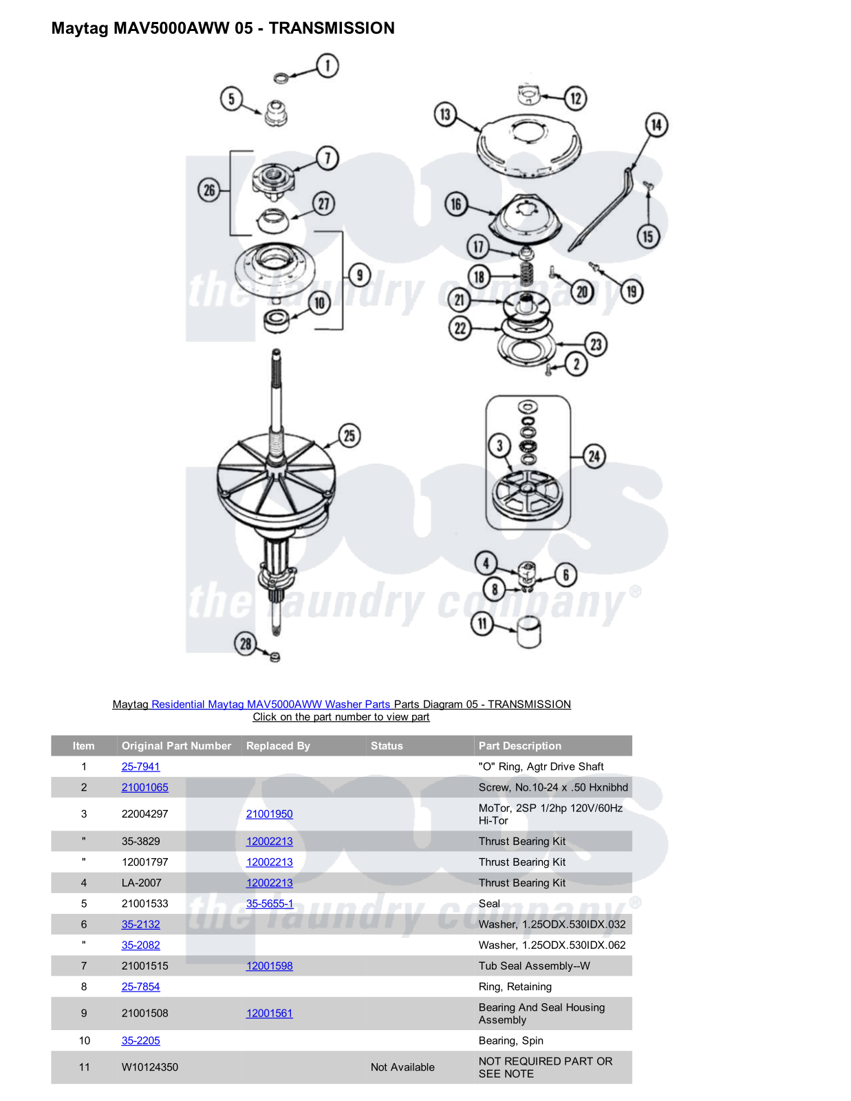 Maytag MAV5000AWW Parts Diagram